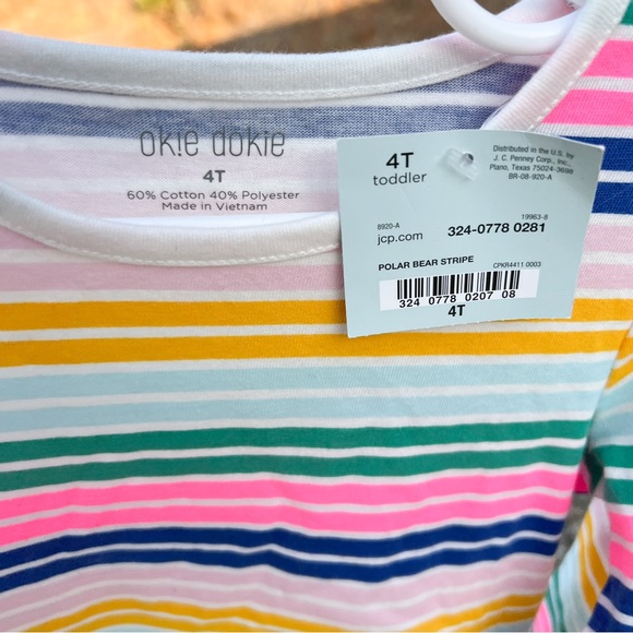 Girls Okie Dokie Colorful Striped Long Sleeve Dress 4T - Picture 3 of 3